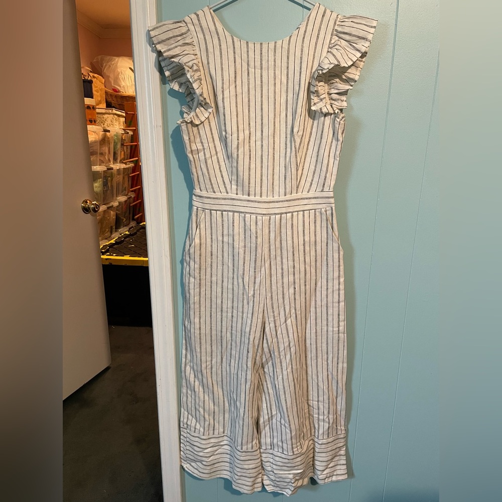 White and black cropped jumpsuit